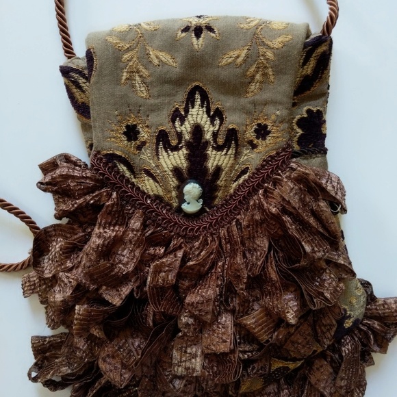 Bohemian Tapestry Purse Fringe Gypsy Streampunk - Picture 6 of 8